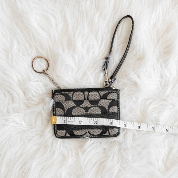 COACH VINTAGE Y2K BLACK GRAY CC SIGNATURE STRIPE WRISTLET KEYCHAIN MINI WALLET - Picture 5 of 7